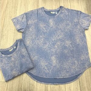 Zella Blue Acid Wash Short Sleeve Tee T shirt Size XS